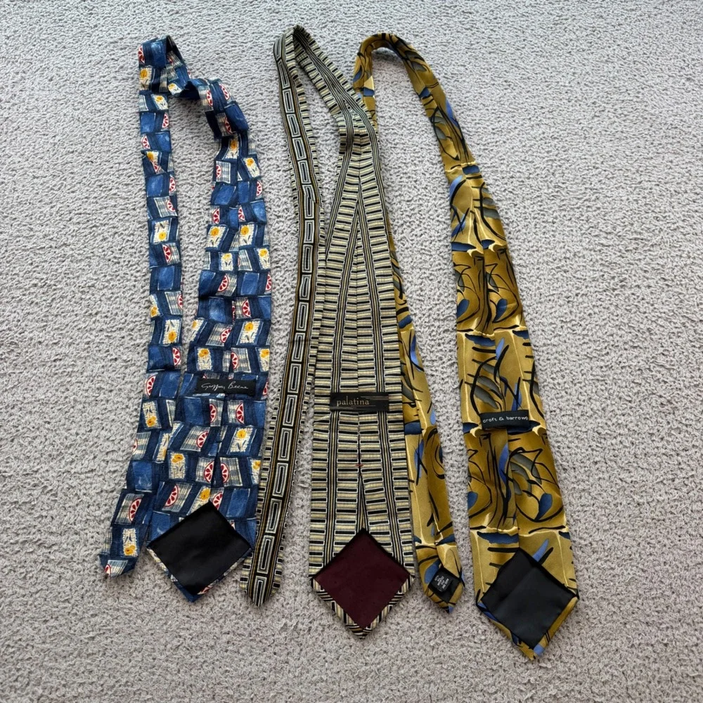 Vintage 90s Silk Tie Lot Geoffrey Beene Croft Barrow Palatina Abstract Geometric